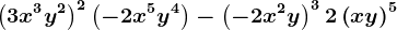 \left ( 3x^3y^2 \right )^2\left ( -2x^5y^4 \right )-\left ( -2x^2 y\right )^32\left ( xy \right )^5