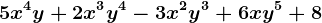 5x^4y+2x^3y^4-3x^2y^3+6xy^5+8