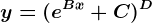 y=(e^Bx+C)^D
