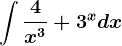 \int \frac4x^3+3^xdx