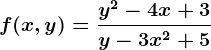 f(x,y)=\fracy^2-4x+3y-3x^2+5