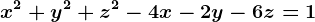 x^2+y^2+z^2-4x-2y-6z=1