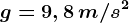 g=9,8\, m/s^2