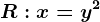 R:x=y^2