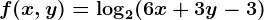 f(x,y)=\log2(6x+3y-3)