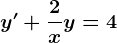 y'+\frac2xy=4