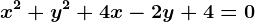 x^2+y^2+4x-2y+4=0