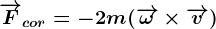 \overrightarrowFcor=-2m(\overrightarrow\omega \times \overrightarrowv)
