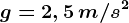 g = 2,5 \, m/s^2