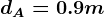dA= 0.9 m