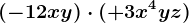 (-12xy)\cdot (+3x^4yz)