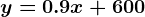 y=0.9x+600