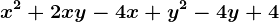 x^2+2xy-4x+y^2-4y+4