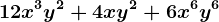 12x^3y^2+4xy^2+6x^6y^6