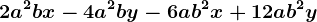 2a^2bx-4a^2by-6ab^2x+12ab^2y