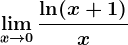\limx--> 0\frac\ln (x+1)x