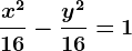 \fracx^216-\fracy^216=1