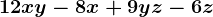 12xy-8x+9yz-6z