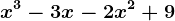 x^3-3x-2x^2+9