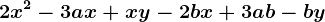 2x^2-3ax+xy-2bx+3ab-by