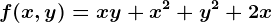 f(x,y)=xy+x^2+y^2+2x