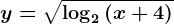 y=\sqrt\log2(x+4)
