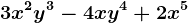 3x^2y^3-4xy^4+2x^5