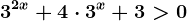 3^2x+4\cdot 3^x+3>0