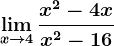 \limx--> 4\fracx^2-4xx^2-16