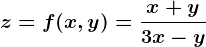 z=f(x,y)=\fracx+y3x-y