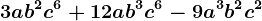 3ab^2c^6+12ab^3c^6-9a^3b^2c^2
