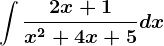 \int \frac2x+1x^2+4x+5dx