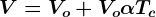 V=Vo+Vo\alpha Tc
