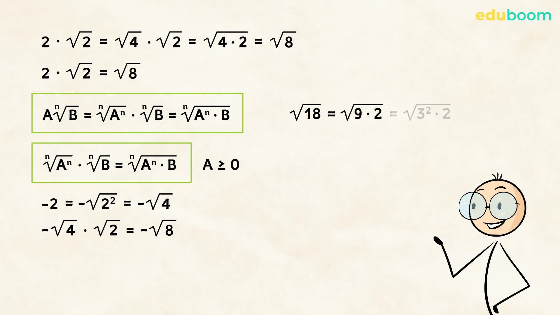 Favoloso! Trasporto sotto e fuori dal segno di radice. Matematica